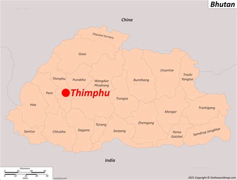 thimphu on map.